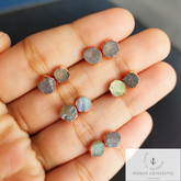 Raw Labradorite Stud Earrings, Rose Gold Plated Stud Earring, Labradorite Jewelry, Healing Gemstone Stud Earrings, Labradorite Earrings